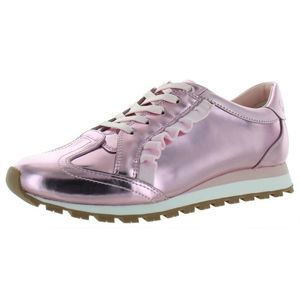 Tory Sport Womens Ruffle Trainer Pink Metallic Fashion Sneakers Shoes NWT